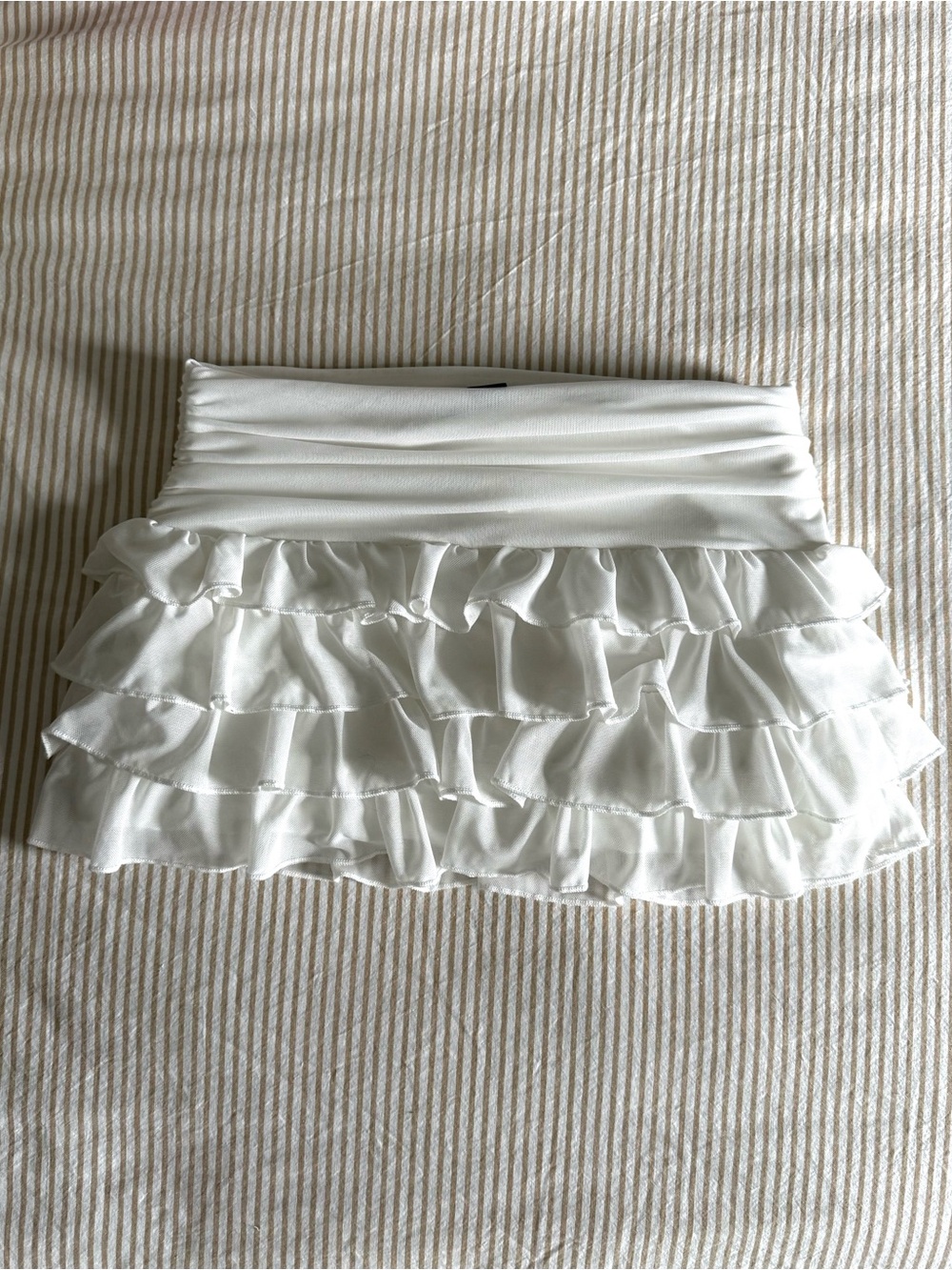 SHEIN White Layered Ruffle Mini Skirt